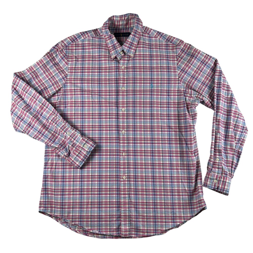 Ralph Lauren Shirt Mens XL Multicolor Plaid Long Sleeve Button Down Pony Casual